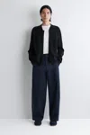Cos Wide-leg Cotton Trousers In Blue In Blue