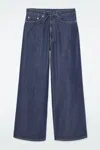 Cos Wide-leg Drawstring Denim Trousers In Blue