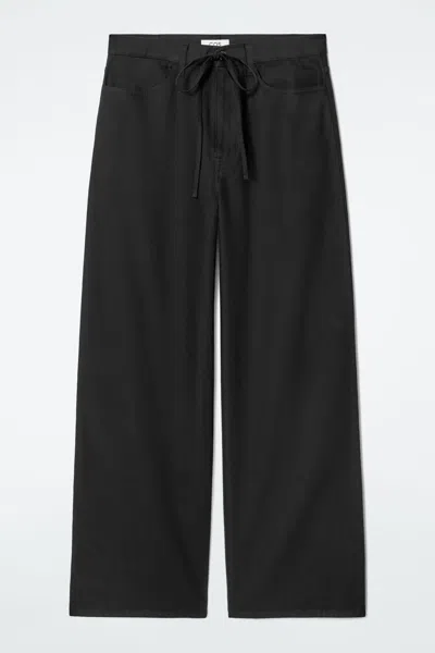 Cos Wide-leg Drawstring Trousers In Black