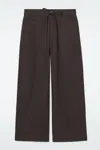 Cos Wide-leg Drawstring Trousers In Brown