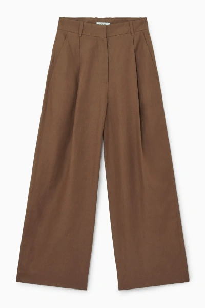 Cos High-waisted Wide-leg Trousers In Beige