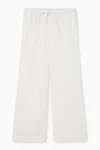 Cos Wide-leg Linen Drawstring Trousers In White