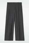 Cos Regular Pinstriped Wool Wide-leg Trousers In Grey In Grey