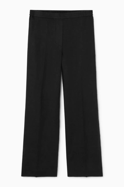 Cos Wide-leg Tailored Linen Trousers In Black