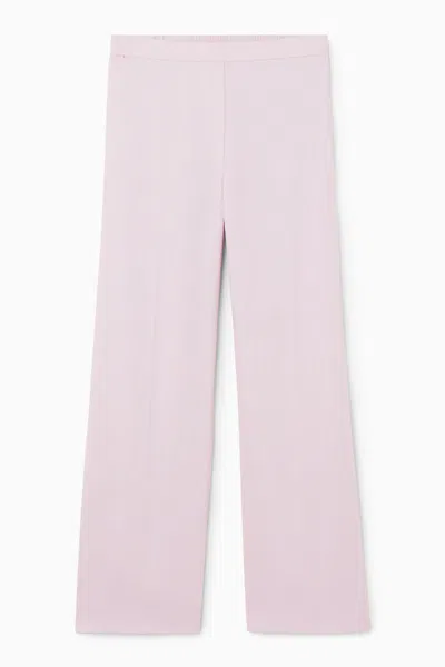 Cos Wide-leg Tailored Linen Trousers In Purple