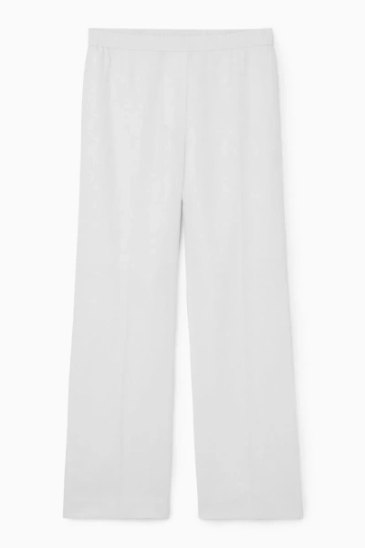 Cos Wide-leg Tailored Linen Trousers In White