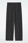 Cos Wide-leg Tailored Twill Trousers In Black