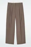 Cos Relaxed Twill Wide-leg Trousers In Brown