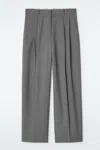 Cos Wide-leg Tailored Twill Trousers In Grey