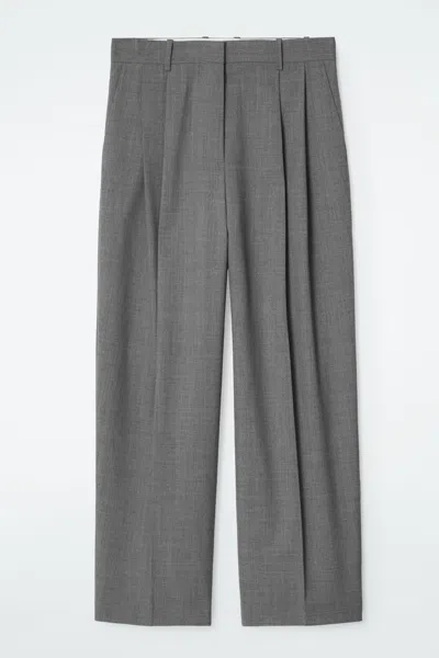 Cos Wide-leg Tailored Twill Trousers In Grey