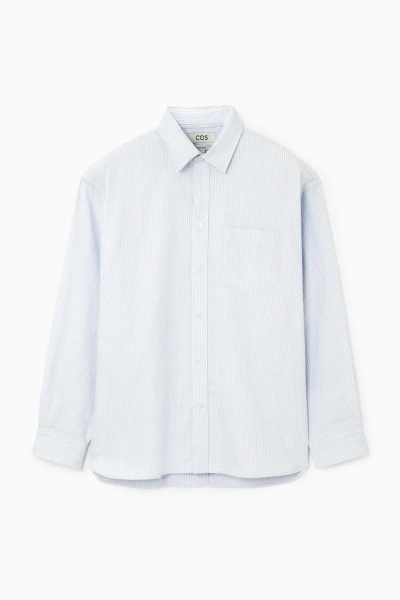 Cos Wide Oxford Shirt - Oversized In Blue