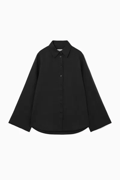 Cos Wide-sleeved Linen Shirt In Black
