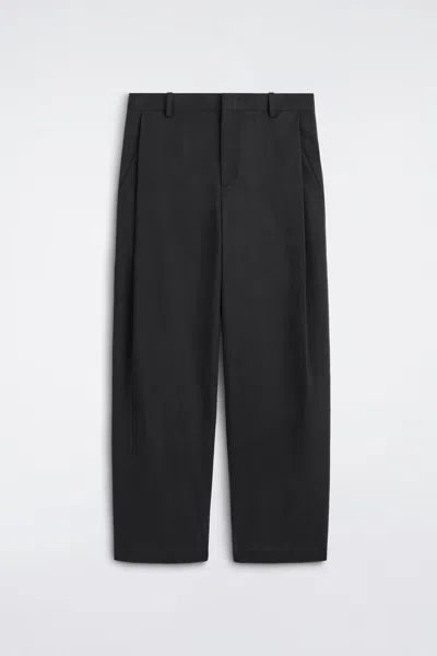 Cos Wide-leg Pleated Cotton Pants In Black
