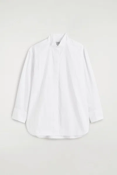 Cos Wing-collar Cotton Tuxedo Shirt In White