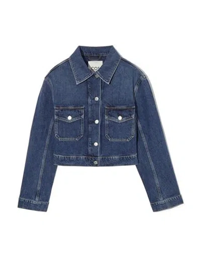 Cos Woman Denim Outerwear Blue Size 14 Organic Cotton, Recycled Cotton
