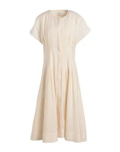Cos Woman Midi Dress Cream Size 14 Modal, Polyester In White