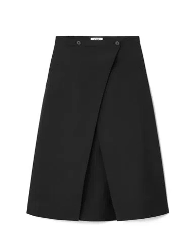 Cos Woman Midi Skirt Black Size 14 Wool