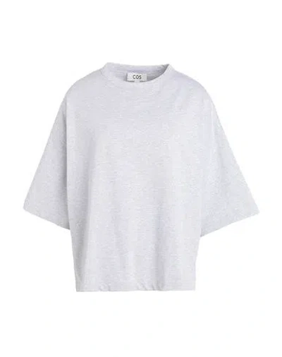 Cos Woman T-shirt Light Grey Size L Organic Cotton, Recycled Cotton In White