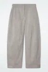 Cos Wool Barrel-leg Utility Trousers In Grey