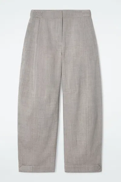 Cos Wool Barrel-leg Utility Trousers In Grey