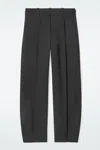 Cos Wool-blend Barrel-leg Trousers In Black