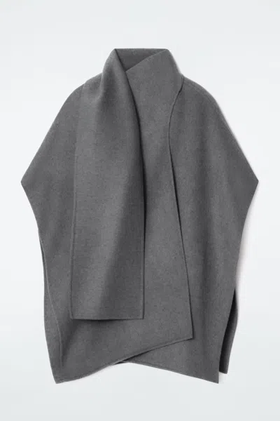 Cos Wool-blend Cape In Grey