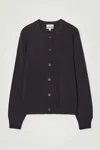 Cos Wool-blend Crew-neck Cardigan In Black