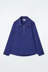 Cos Wool-blend Half-zip Blouse In Blue