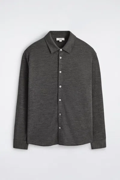 Cos Wool-blend Jersey Shirt In Dark Grey In Gray