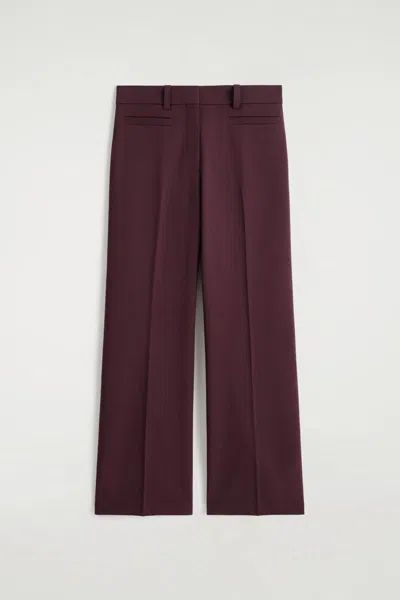 Cos Wool-blend Straight-leg Pants In Burgundy