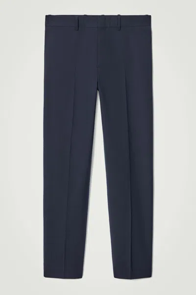 Cos Wool-blend Tapered Trousers In Blue