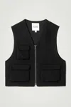 Cos Wool-blend Utility Gilet In Black