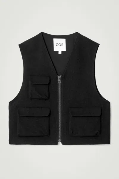Cos Wool-blend Utility Gilet In Black