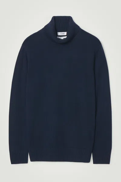 Cos Wool-cashmere Roll-neck Jumper In Blue