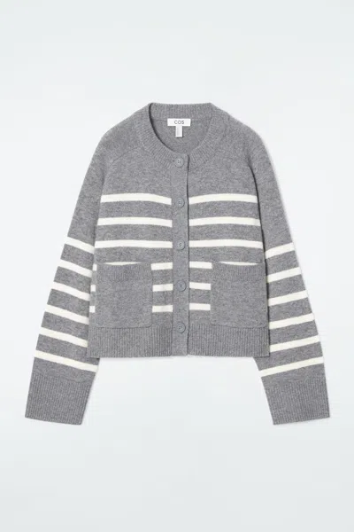 Cos Wool Crew-neck Cardigan In Grey