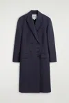 Cos Wool Double-breasted Longline Blazer In Blue