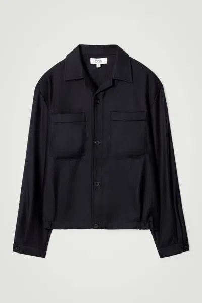 Cos Wool-flannel Overshirt In Blue