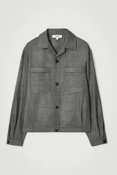 Cos Wool-flannel Overshirt In Grey