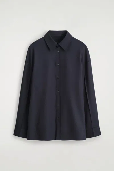 Cos Wool-flannel Shirt In Blue
