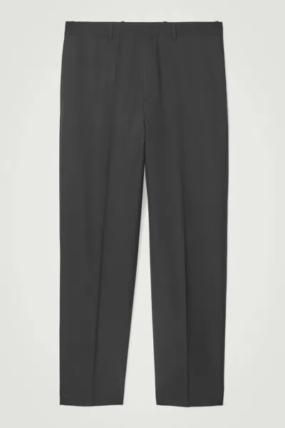 Cos Wool-hopsack Trousers - Relaxed In Black
