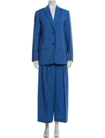 Pre-owned Cos Wool Pleated Accents Pantsuit In Blue