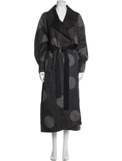 Pre-owned Cos Wool Polka Dot Print Coat In Grey