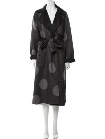 Pre-owned Cos Wool Polka Dot Print Coat W/ Tags In Black