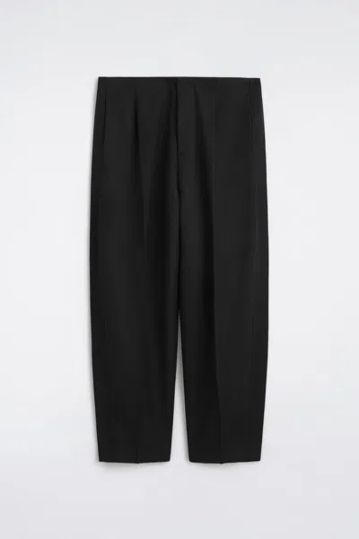 Cos Wool Regular-fit Straight-leg Tuxedo Pants In Black