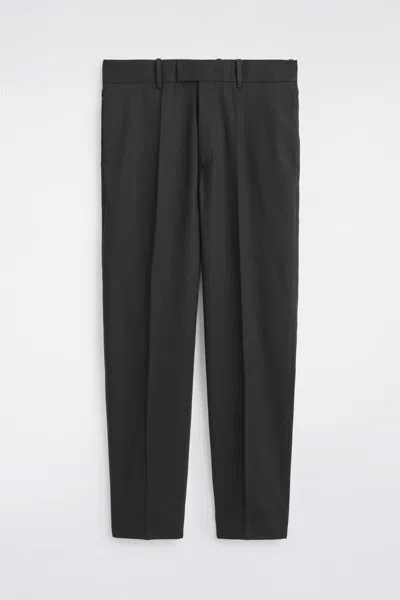 Cos Wool Regular-fit Tapered Trousers In Black