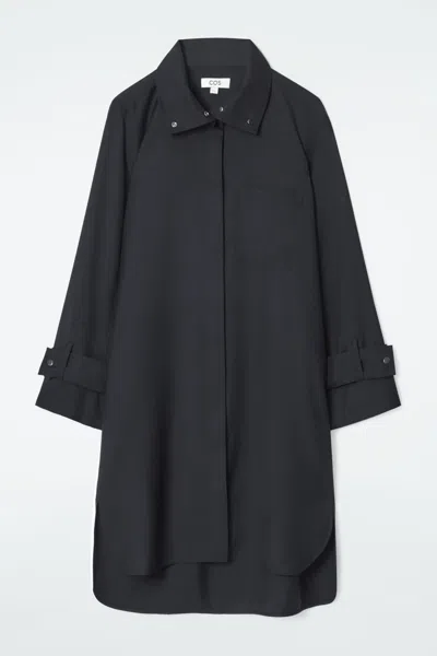 Cos Wool Shirt Dress In Blue