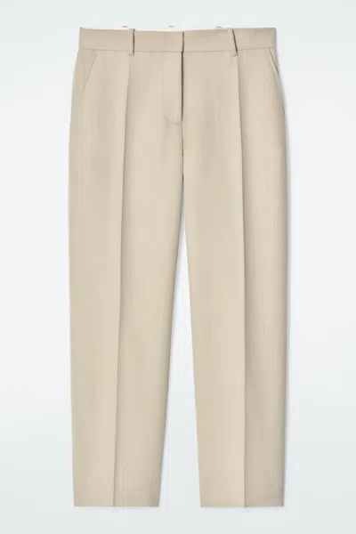 Cos Wool Slim-leg Trousers In Beige