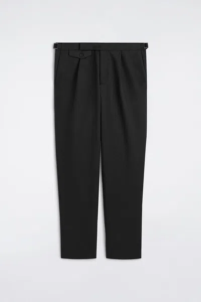 Cos Wool Slim-fit Straight-leg Pants In Black