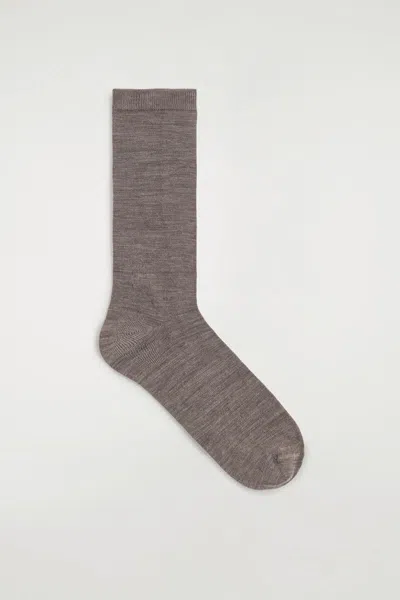 Cos Wool Socks In Beige