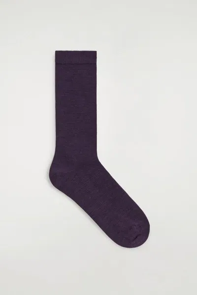 Cos Wool Socks In Purple
